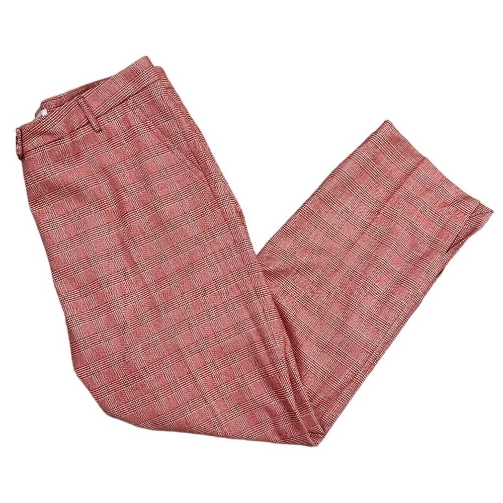 Amina Rubinacci Red Glen Check Plaid Divino Crop Pants Sz 48 IT/12 US